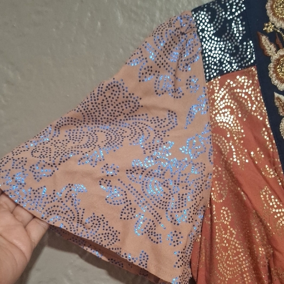 Anthropologie Navy and Gold Embroidered Jacket Size 4 - Picture 4 of 16